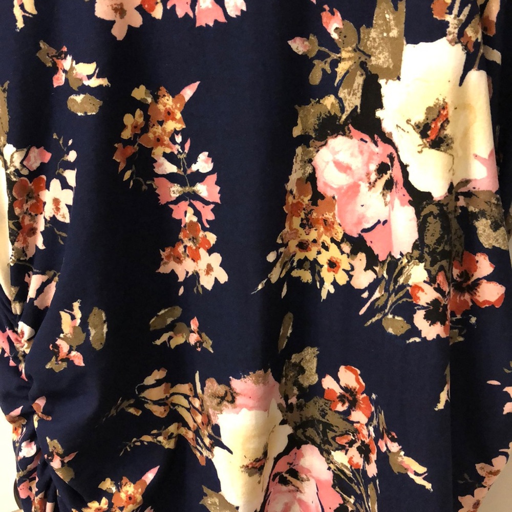 Navy blue floral maternity dress - Picture 2 of 5